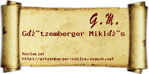 Götzemberger Miklós névjegykártya